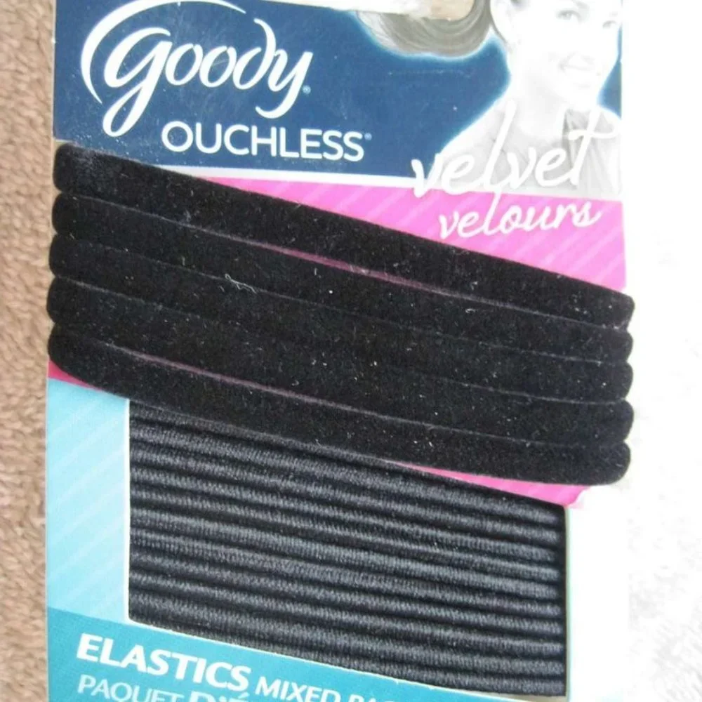 17 Black 5 Goody Velvet Secure Stay Put Elastic Hair Band Ponytailers 12 Ouchles